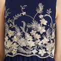 American European Women Embroidery Flapper Tank Navy Blue Evening Dress